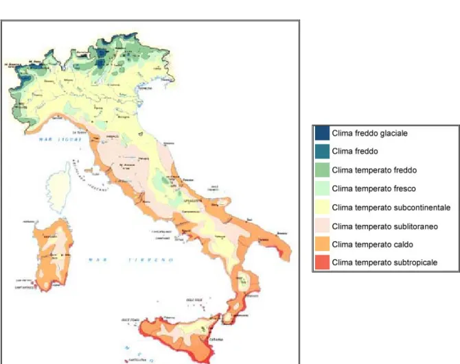 Figura 1: Carta climatica della penisola italiana.  Fonte: www.i-h-g.it 