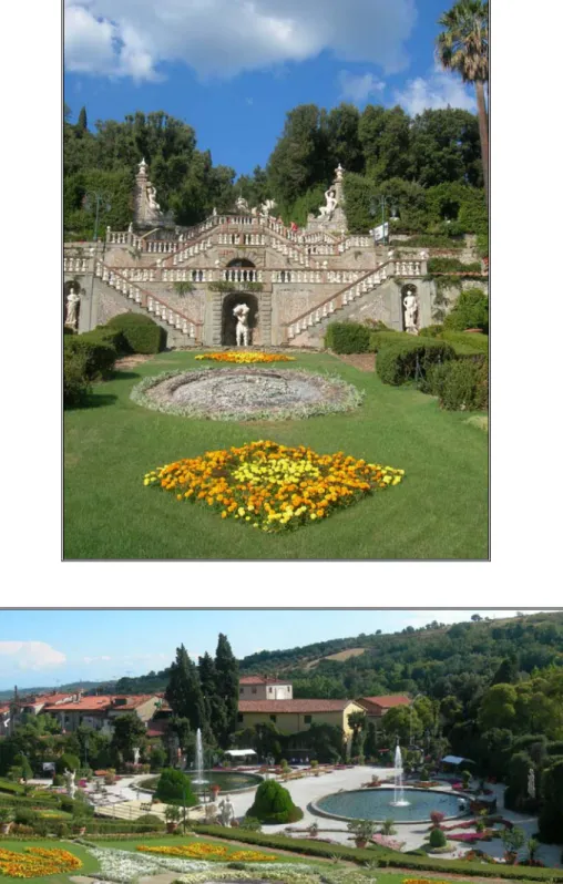 Foto 3 e 4: Tappeto erboso in un giardino di rappresentanza.  Villa Garzoni, Collodi, Pistoia