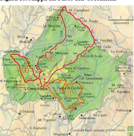 Figura 16. Mappa del Parco dell’Orecchiella 
