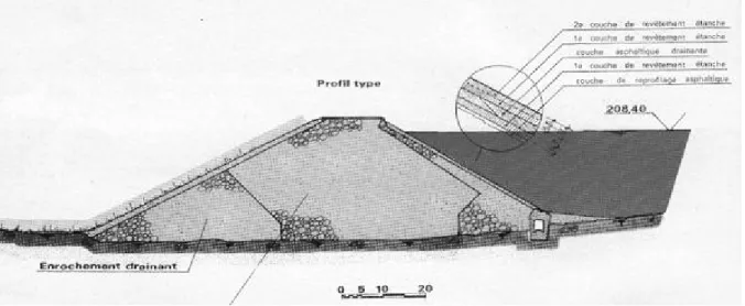 Figura 4. 4 -  Sezione longitudinale della diga dell’Eau d’Heure