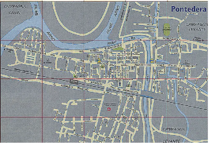 figura 5.5 - mappa della rete stradale di Pontedera, ottenuta da scansione 