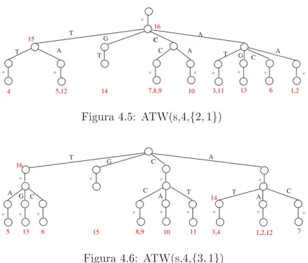 Tabella 4.2: Tabella per gli insiemi di indici di sussi omologhi nelle Figure 4.5, 4.6