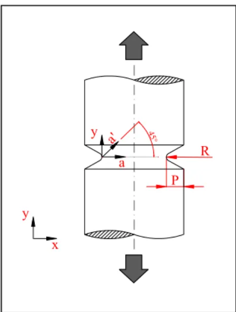 Fig. 7-1 Cilindro in trazione con indicazione dei parametri geometrici. 