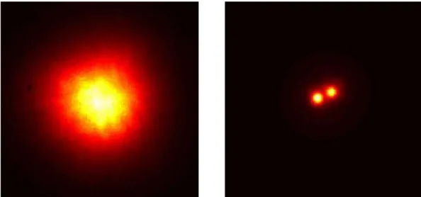 Figura 1.5: L’immagine, ottenuta con il sistema MACAO-VLTI alla  lunghezza d’onda di 2.2µm,  mostra la stella HIC 59206 prima (a sinistra) 