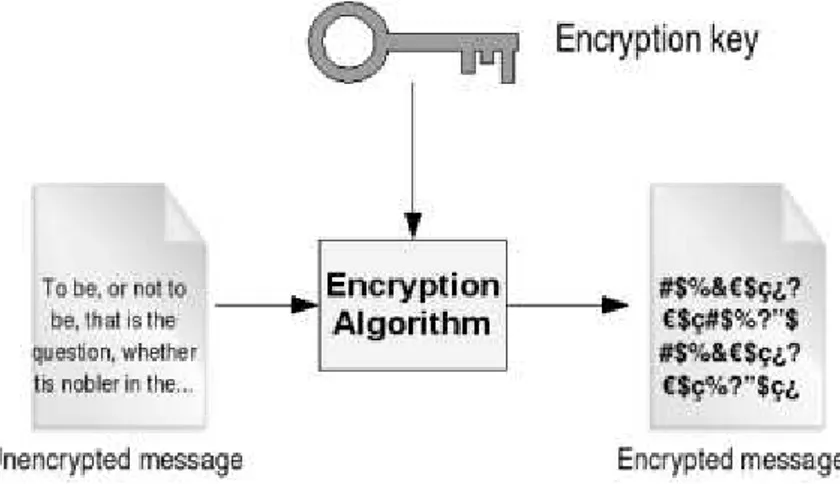 Figura 3-1 Algoritmo crittografico a chiave, encryption [9] 