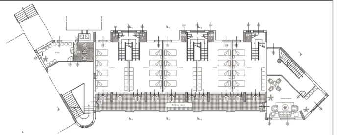 Figura 2.2.9: Il convitto maschile, Tavole di progetto: Stato attuale-Pianta piano primo