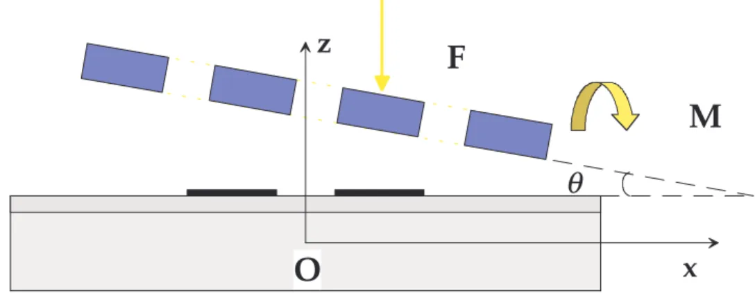 Figura 2.5 Vista in sezione del singolo microspecchio (in corrispondenza  delle fessure) ruotato di un angolo θ θθθ 