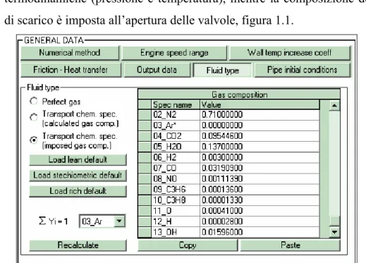 Figura 1.1 – Finestra di dialogo Fluid type. Nel caso di miscela di gas ideali con composizione 