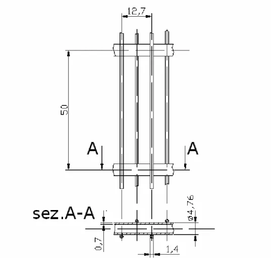 Fig. 5. 1 Disegno di una porzione del condensatore standard quotato. 