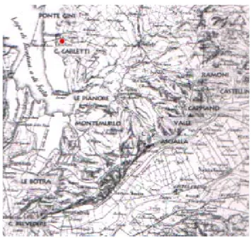 Figura 9: Localizzazione dei siti archeologici di età romana nel territorio di Orentano 85