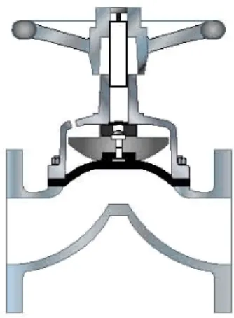 Figura 2.11 Valvola a diaframma con piccolo foro praticato nel coperchio 