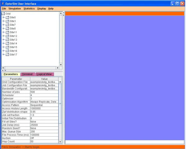 Figura 4.3: Screenshot della GUI di Optorsim