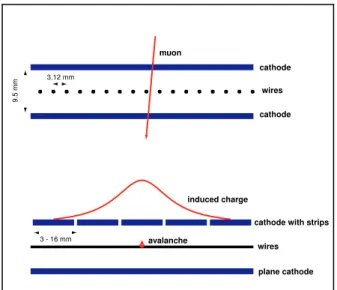 Figure 5.8: The basic principle of cathodic strip chambers