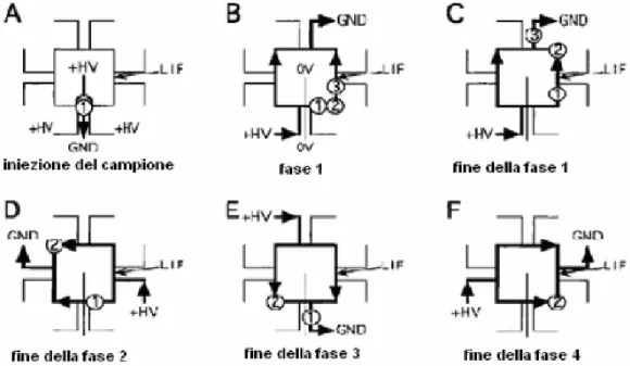 Figura 2.24 Processo schematizzato di separazione di tre campioni. 