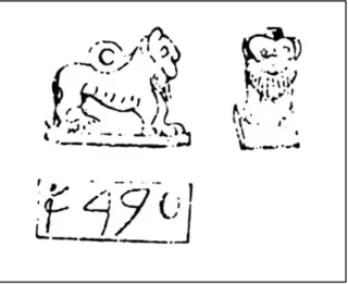 Figura 2. Amuleto a forma di leone con iscrizione  alla base (Della Marmora 1868, vol
