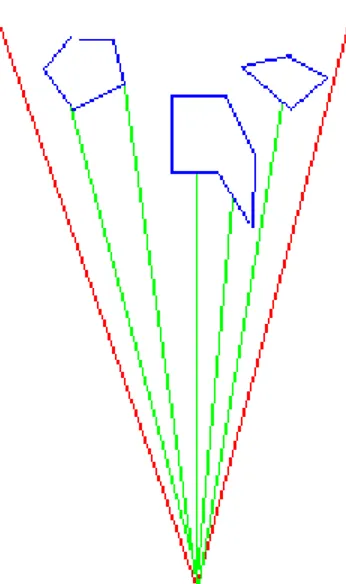 Fig. 5.18 Schema esplicativo della suddivisione del campo visivo. Il campo visivo è stato  suddiviso in 5 parti.(N=5)