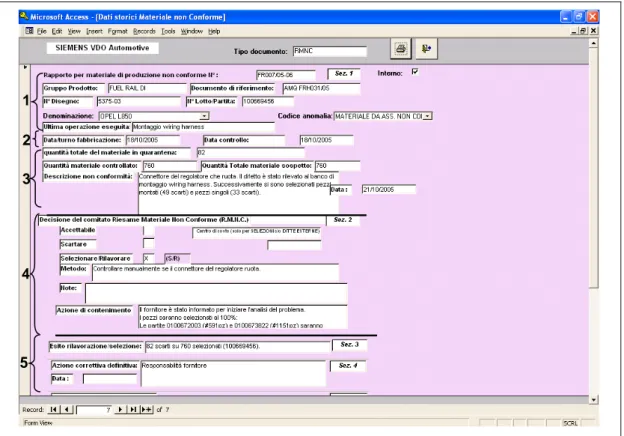 Fig. 7.2: Screenshot del modello Access di RMNC 