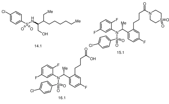 Figure 13.1  Cl S NH O O OH Me Me N S Me O OFF Cl O N S O OF N S Me O OFF Cl OF OH14.1 15.1 16.1