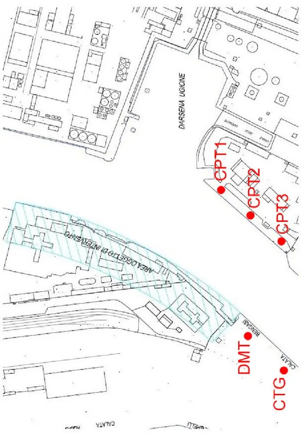 Figura 2.1: ubicazione delle indagini utilizzate 