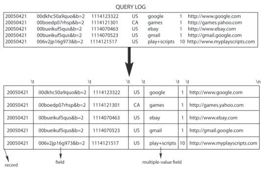 Figura 3.1: Rappresentazione a record e field di un query-log.