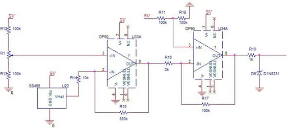 Figura 3.4 – Circuito di condizionamento del segnale del sensore 