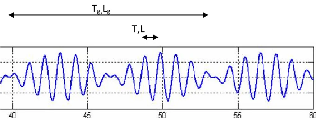 Figura 3.1 Evoluzione della superficie libera nel tempo di un gruppo d’onda regolare  stazionario 