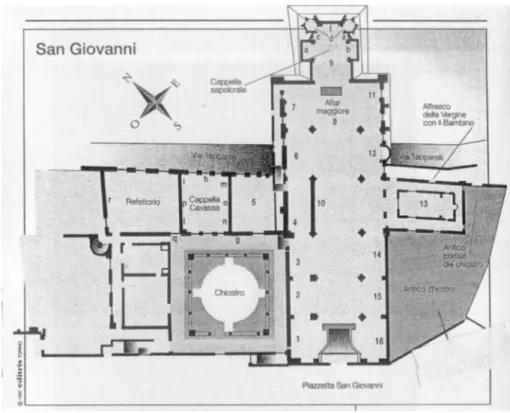 Figura 4: Pianta della chiesa di San Giovanni; da AA. VV., 1998.  1.6) LA CHIESA DI SAN SEBASTIANO