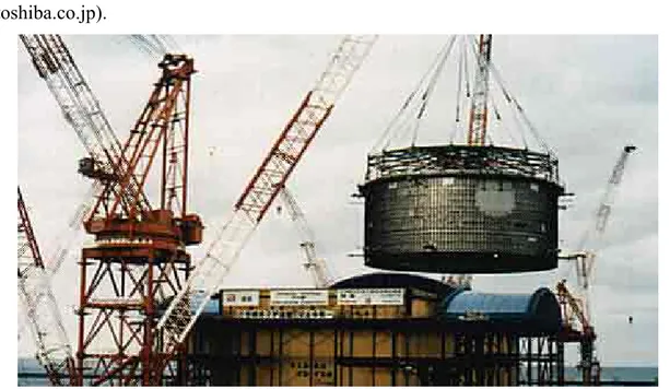 Fig. 1.3. The containment vessel is transported during the construction of an ABWR in Japan