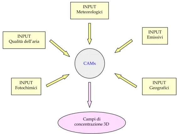 Figura 3.2– Input ed output modello CAMx 