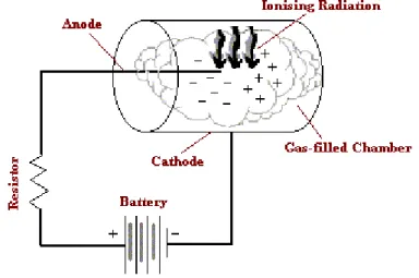 Figure 1 : A very simplified sketch of the gas filled-detector operation  