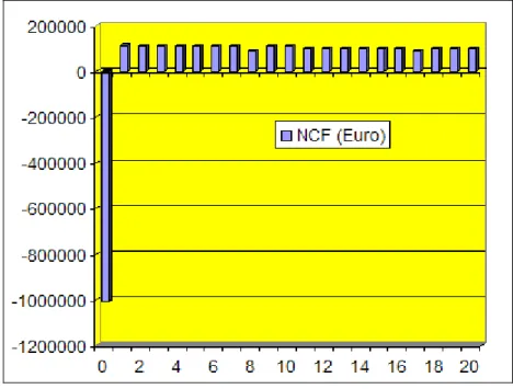 fig 7.7 – Flussi di cassa netti (caso di autofinanziamento). 