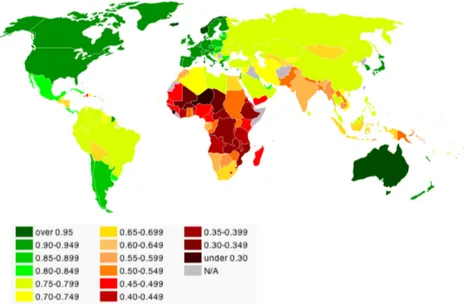Fig. 8: HDI nel mondo 	 Fonte: www.wikipedia.org; stima 2003