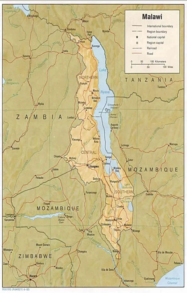 fig 2.1 Carta geografica del Malawi