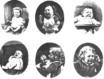 Figura 6: Espressioni di pianto di alcuni bambini studiate da Darwin (1872:148) 