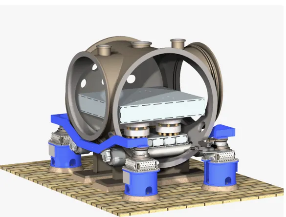 Figure 2.2: LIGO I HAM chamber with seismic attenuation stacks supporting the optics table.