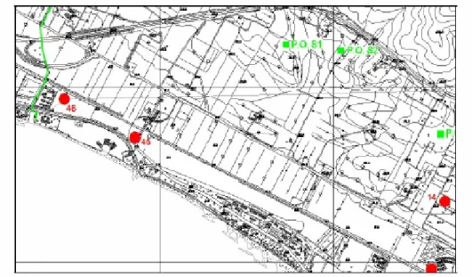 Fig. 4.31. Ubicazione dei pozzi in prossimità dell’area in esame 