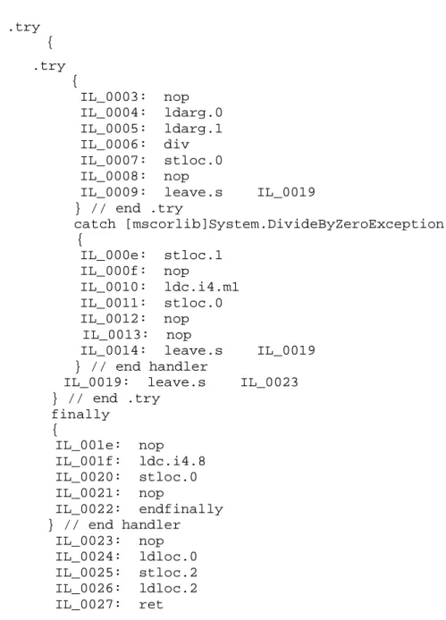 Tabella 3.2: Exception table per il metodo div. 