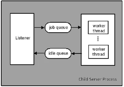 Figura 4.2: Organizzazione dei thread in un processo figlio nell’architettura working