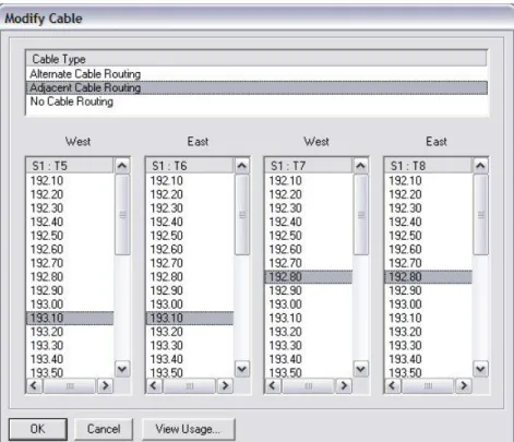 Figure 3.19 - Actual ADJACENT CABLE ROUTING choice in MODIFY CABLE window 