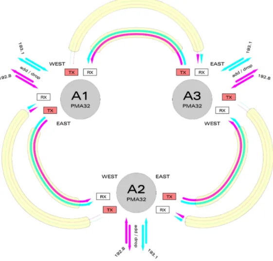 Figure 4.2 – Ring involving 3 PMA’s with Worker at the East TX for every single PMA 