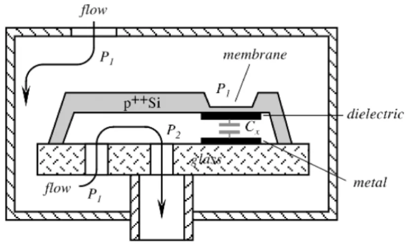 Figura 2.21: struttura di un microsensore che utilizza sensore differenziale di pressione