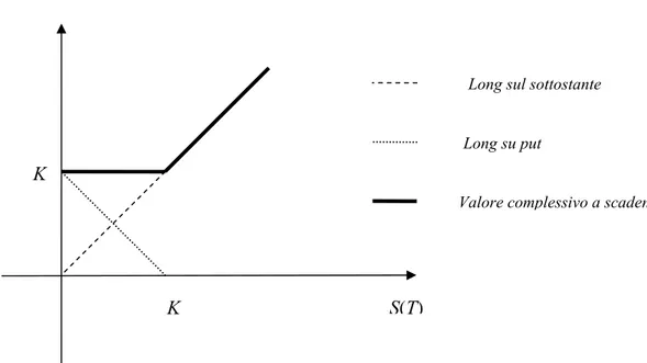 Figura 5.3: profilo del valore a scadenza per l’holder di una strategia di protective put 
