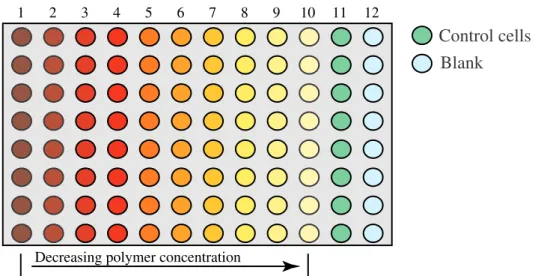 Figure  3.3  -  Schematic  representation  of  96  well  cell  culture  plate  used  for  cytotoxicity  tests