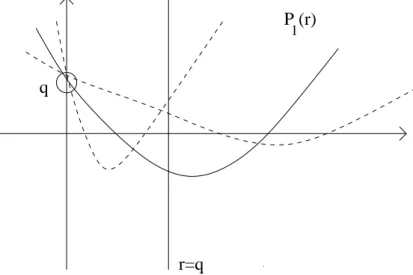 Figura 1.2: Con la linea continua si descrive il caso in cui P 1 (q) &lt; 0, con