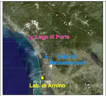 Fig. 3.10 Cartina con indicati i due siti di cattura (Lago di 