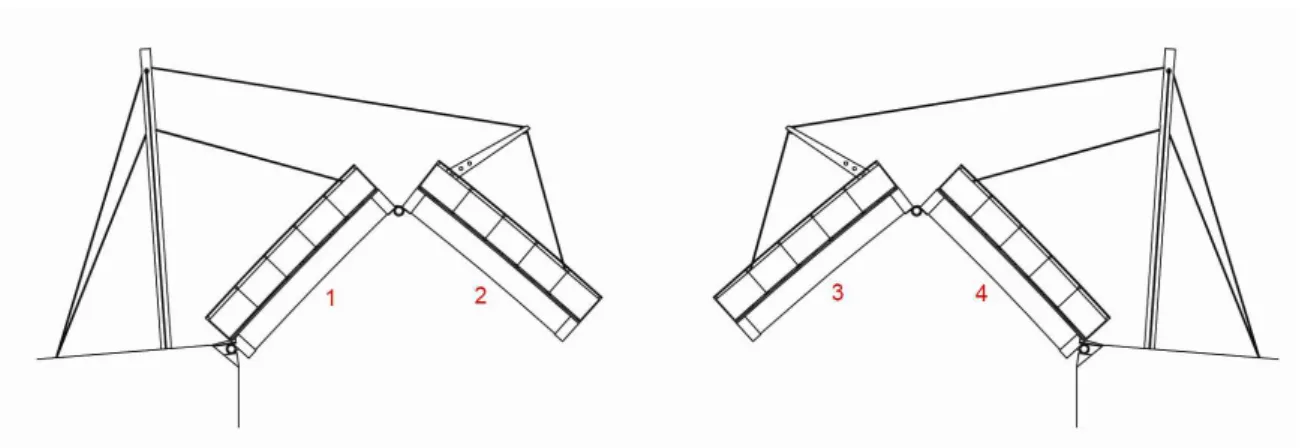Fig. 3.2.1 – La struttura è divisa in quattro parti a due a due indipendenti  Misure complessive: 