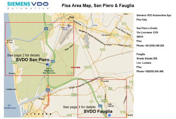 Figura 0.1  Mappa geografica delle sedi di Fauglia e San Piero 