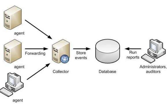 Figura 3.4: Architettura di un Intrusion Detection System con database centralizzato