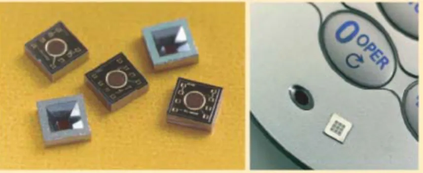 Figure 1-8: An example of MEMS Microphone (courtesy of  Knowels and Acustika). 
