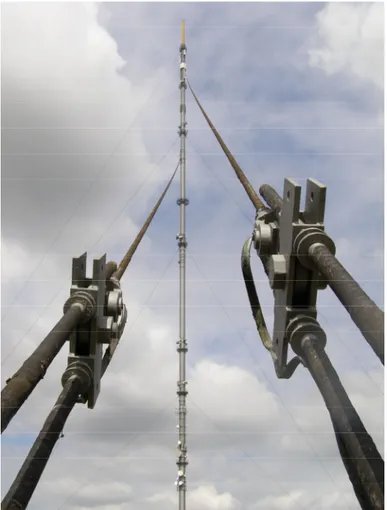 Figura 1 – L’antenna tubolare strallata della stazione radio di Waltham (Regno Unito) ha  un’altezza di 315 m